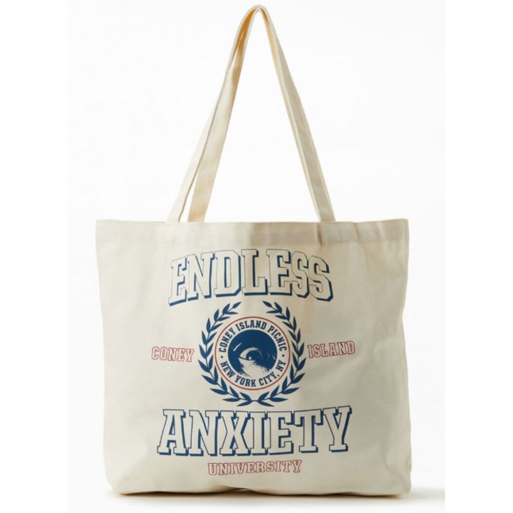 Pacsun Coney Island Picnic Endless Anxiety Tote Bag Graphic 100% Cotton Canvas